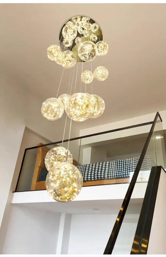Modern spiral crystal ball chandelier dining room pendant light