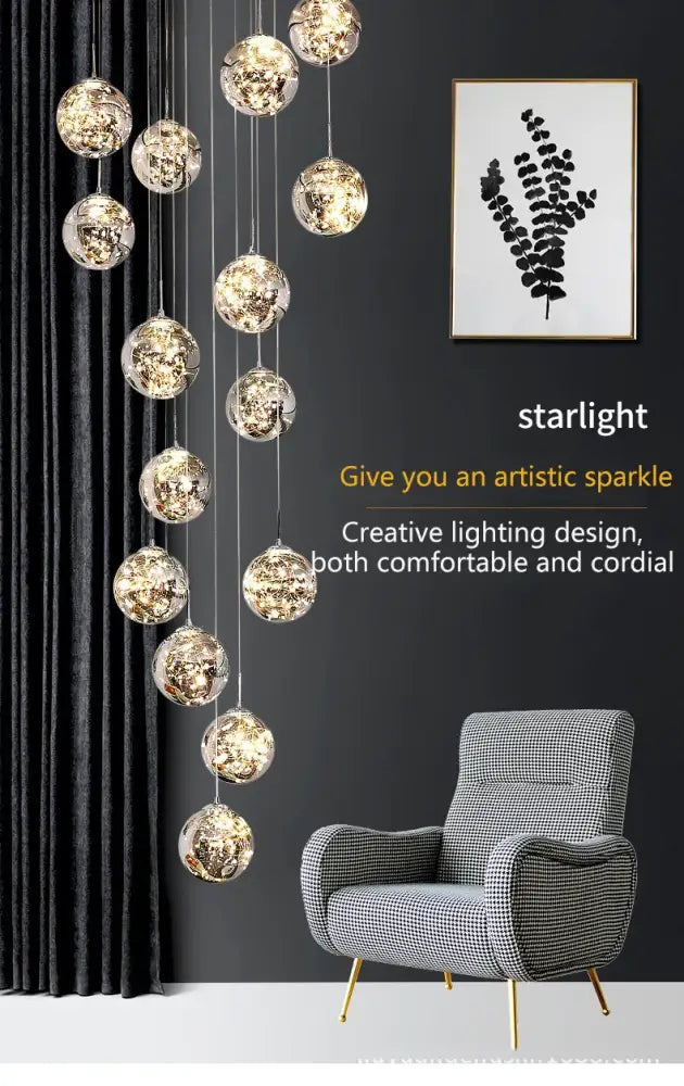 Modern spiral crystal ball chandelier dining room pendant light