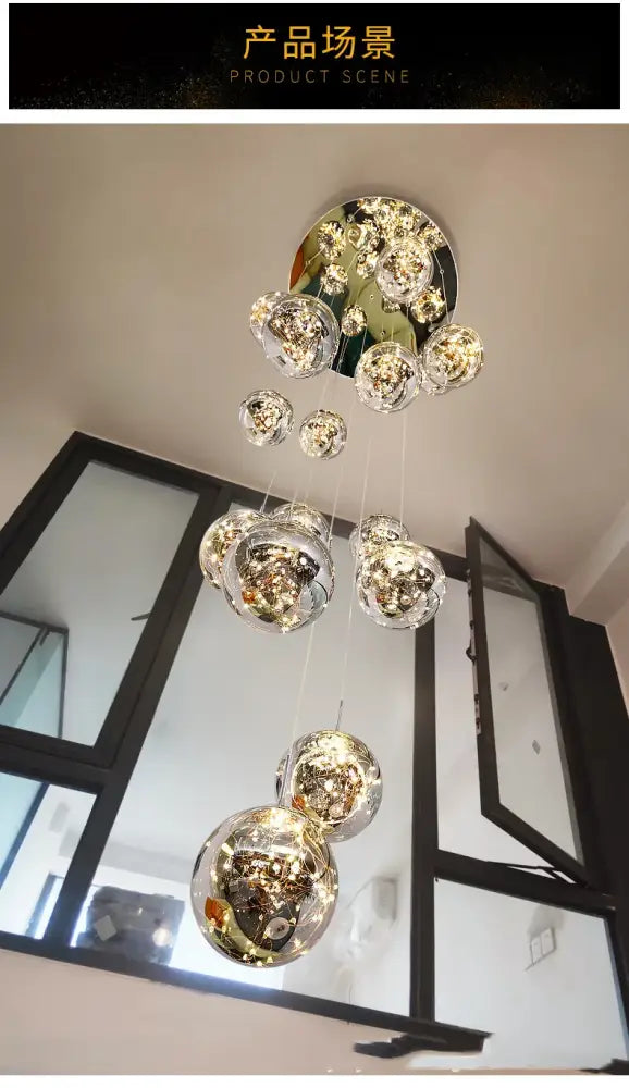 Modern spiral crystal ball chandelier dining room pendant light