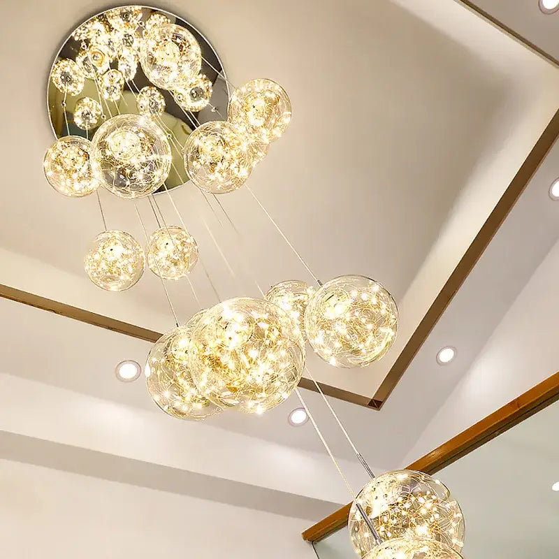 Modern spiral crystal ball chandelier dining room pendant light