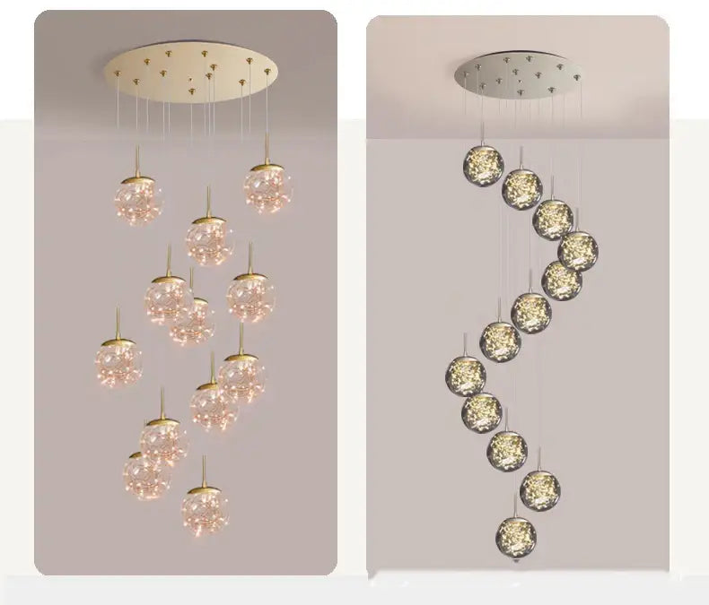 Modern spiral crystal ball chandelier dining room pendant light