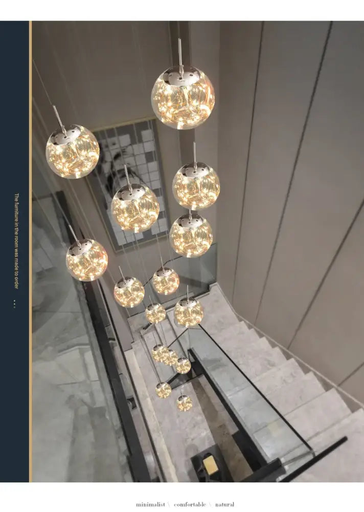 Modern spiral crystal ball chandelier dining room pendant light
