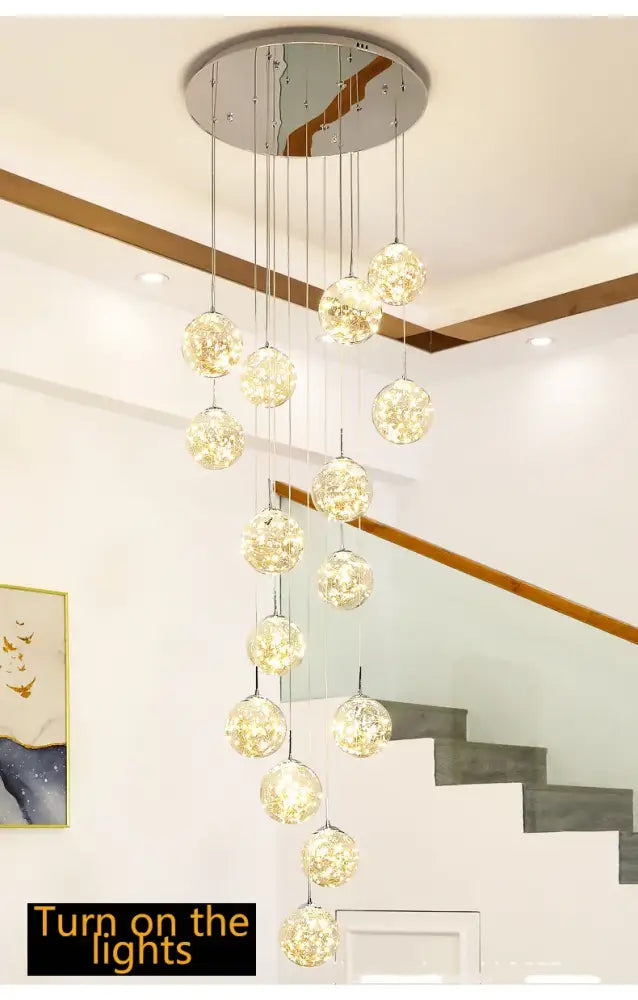 Modern spiral crystal ball chandelier dining room pendant light