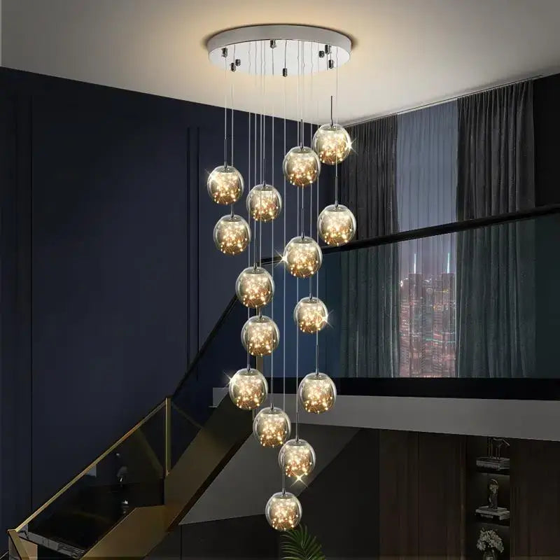 Modern spiral crystal ball chandelier dining room pendant light