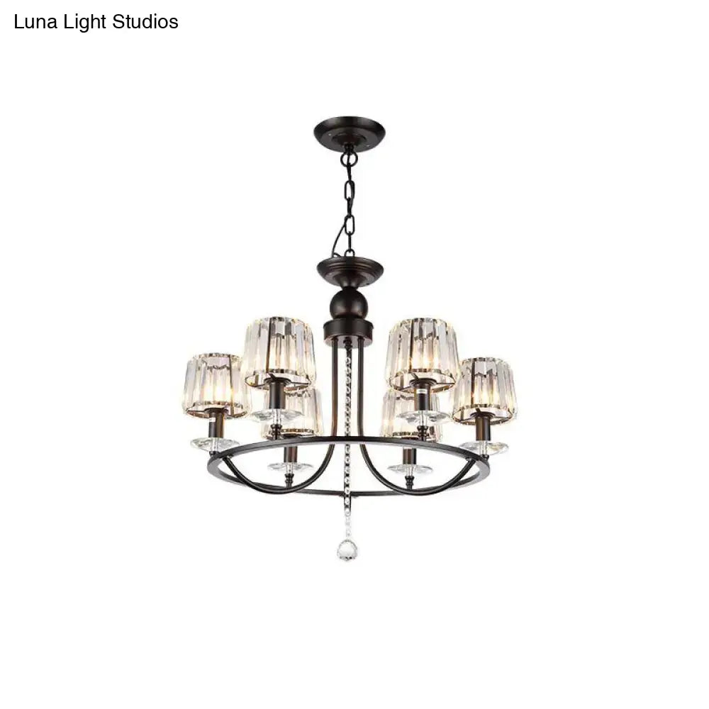 Contemporary crystal black circle hanging light for bedroom