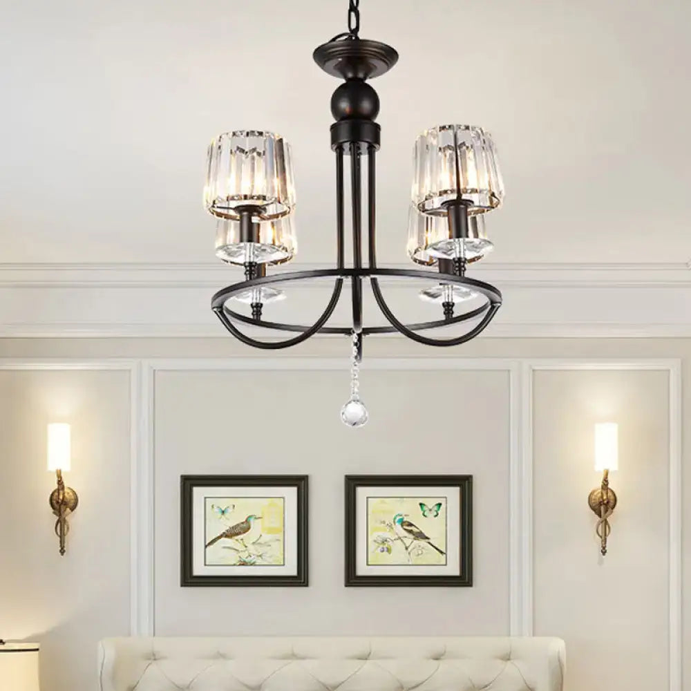 Contemporary crystal black circle hanging light for bedroom