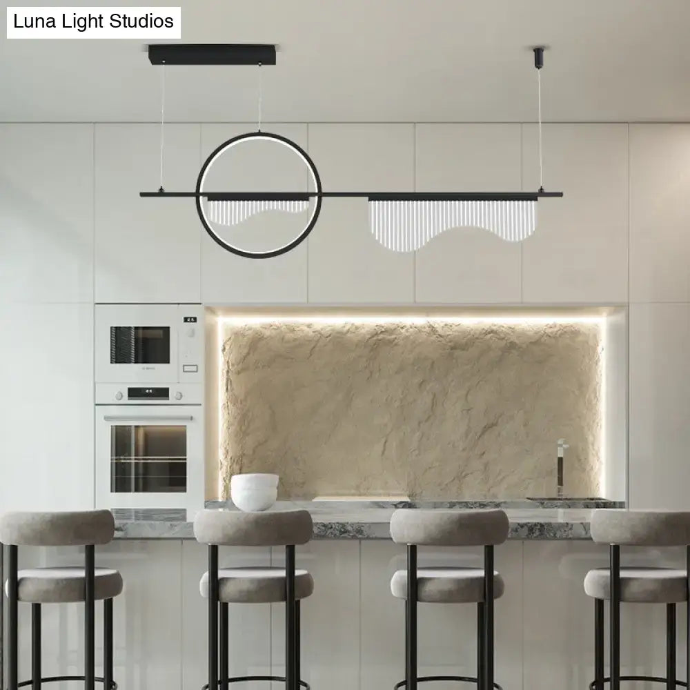 Modern black & white geometric led pendant light for dining room