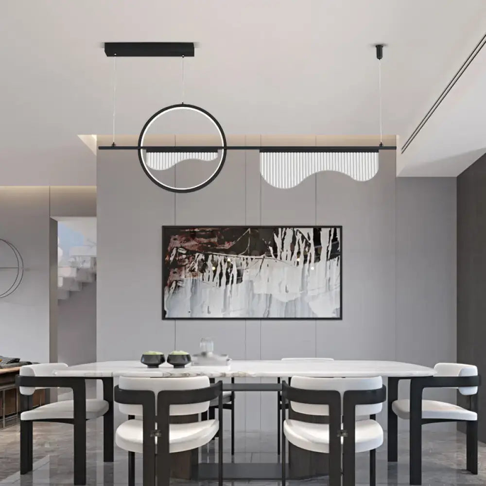 Modern black & white geometric led pendant light for dining room