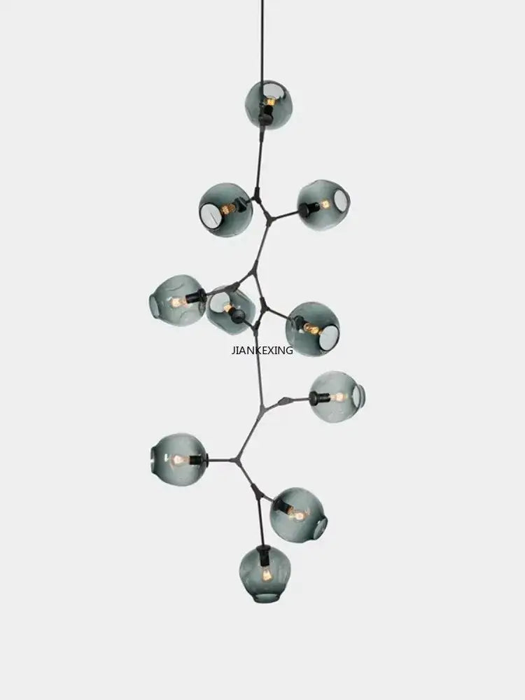 Modern teal glass bubble chandelier living room eight globe light