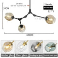 Modern teal glass bubble chandelier living room eight globe light