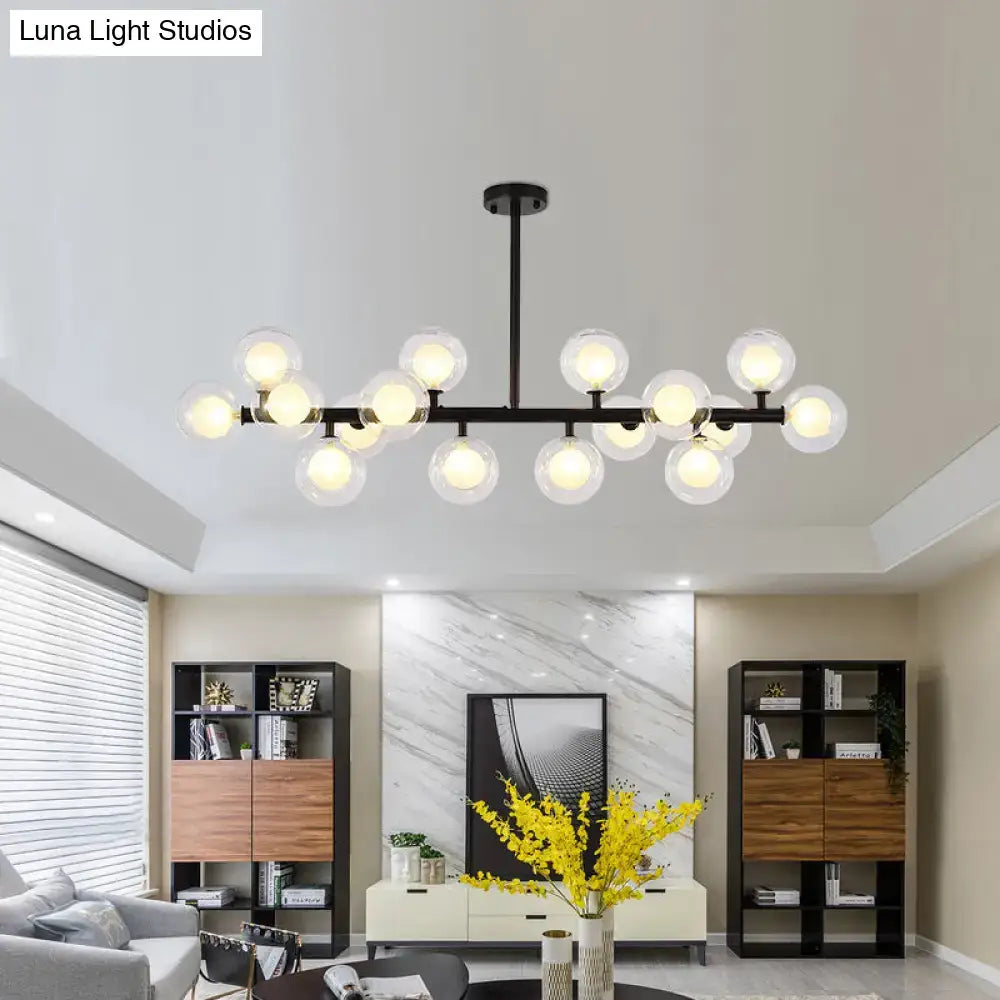 Modern black glass orb chandelier – living room 16 head light