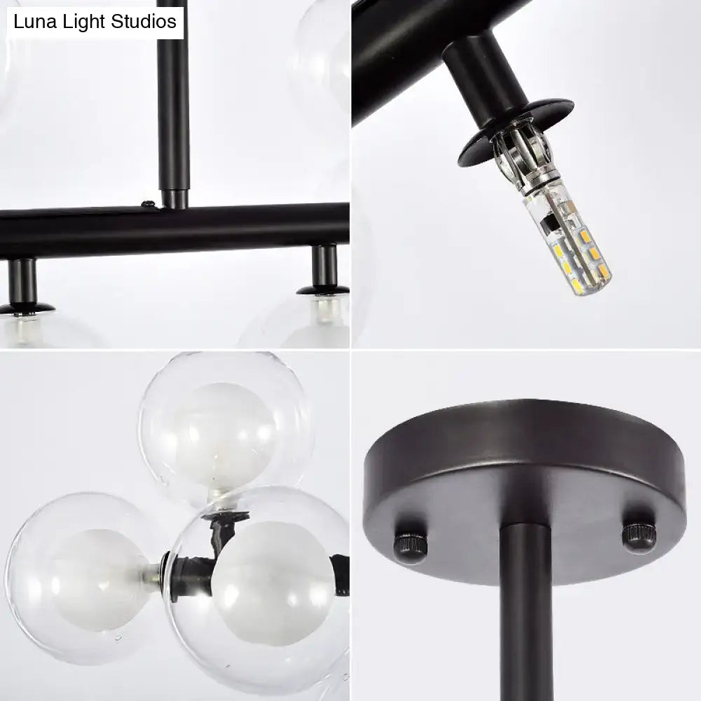 Modern black glass orb chandelier – living room 16 head light