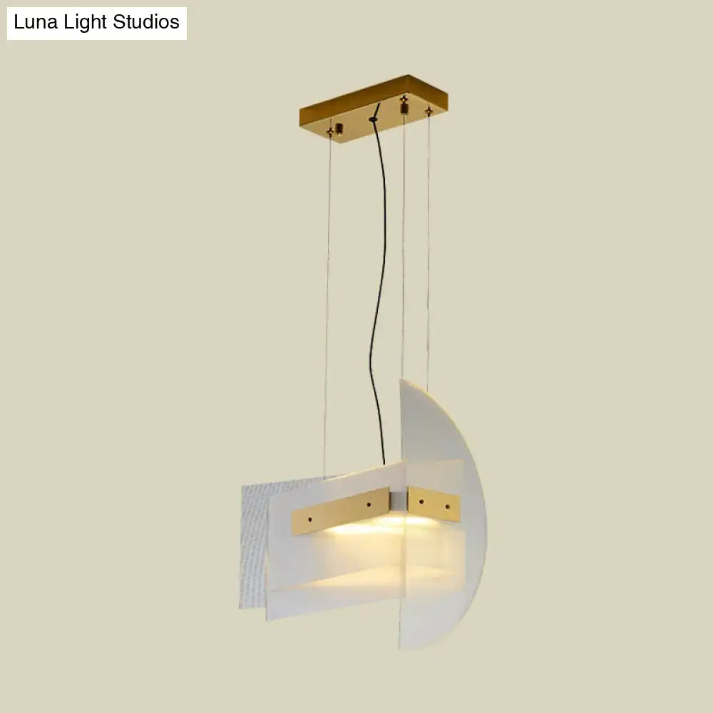 Modern white and gold geometric chandelier dining room light fixture
