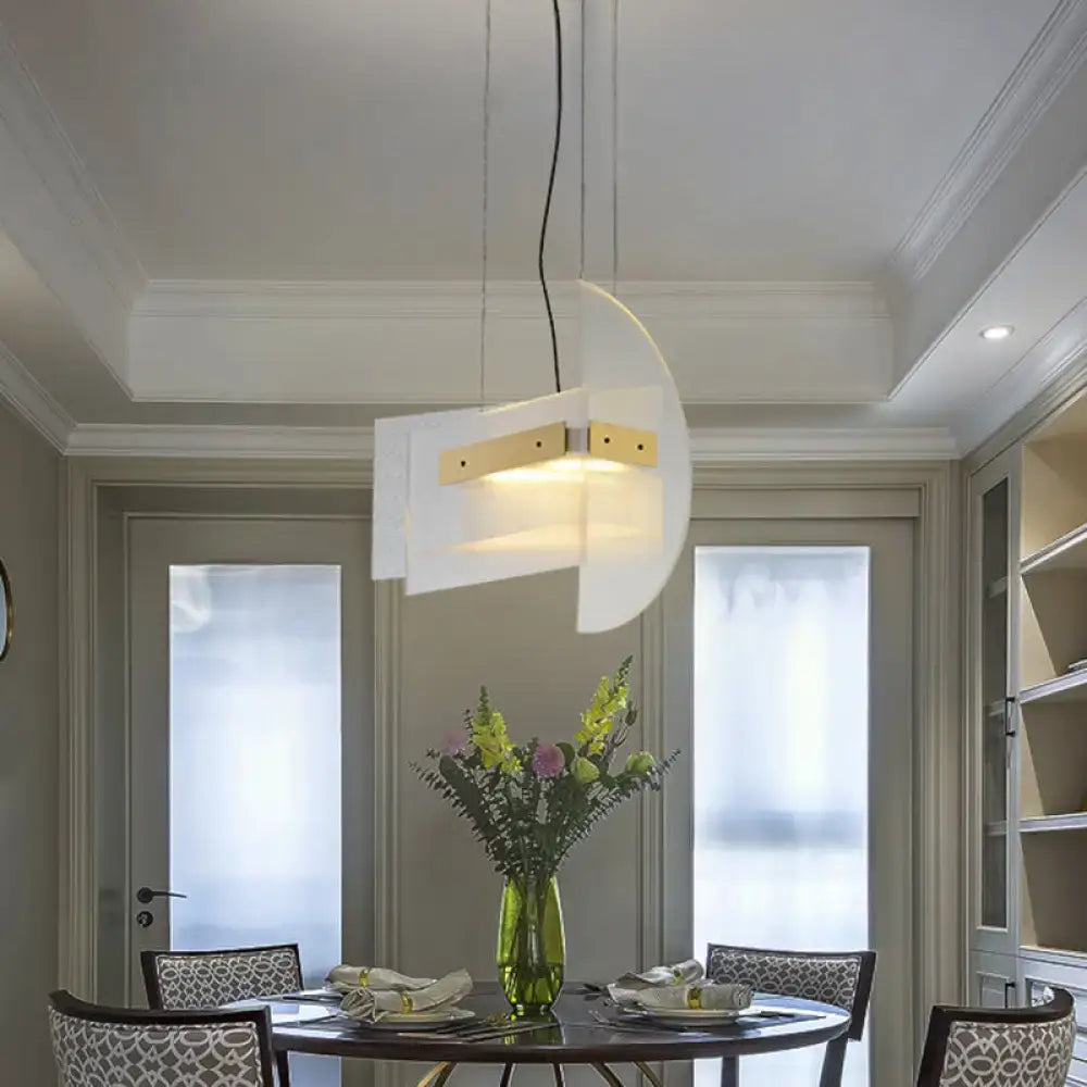 Modern white and gold geometric chandelier dining room light fixture