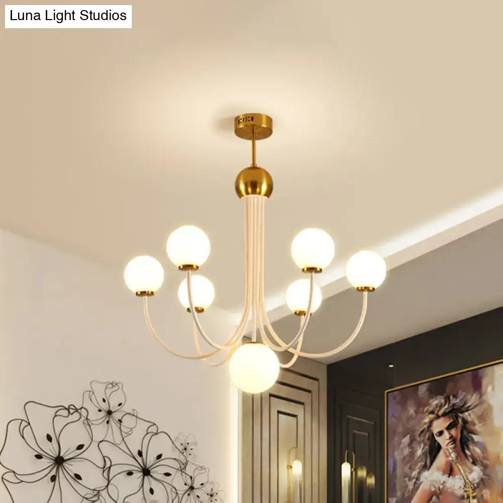 Modern gold glass spherical ceiling chandelier for dining room