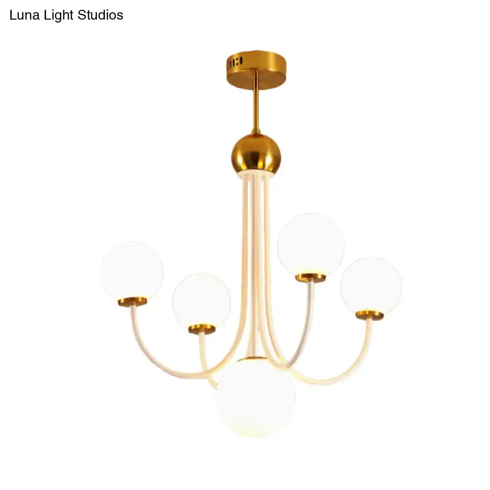 Modern gold glass spherical ceiling chandelier for dining room