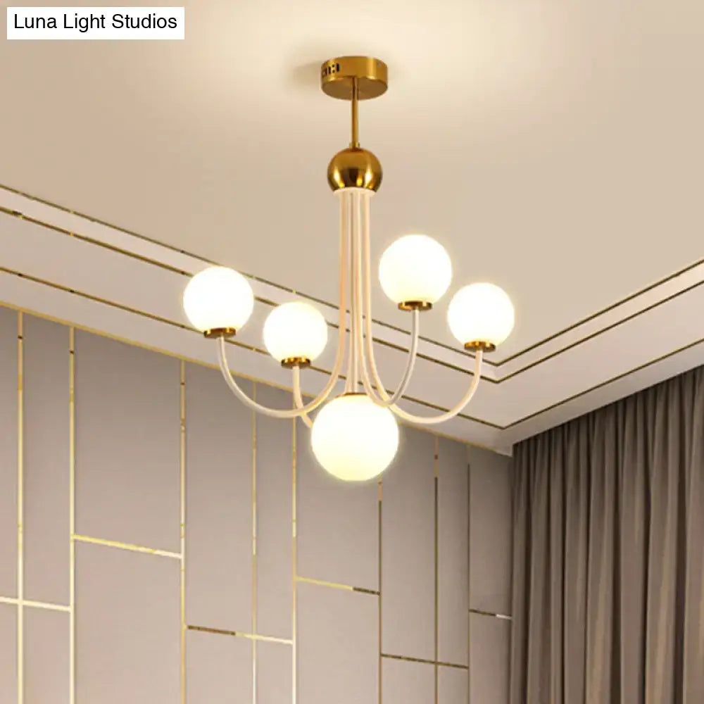 Modern gold glass spherical ceiling chandelier for dining room