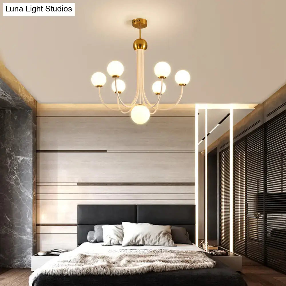 Modern gold glass spherical ceiling chandelier for dining room