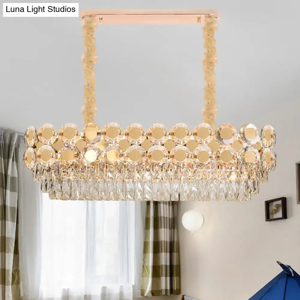 Contemporary gold oval island pendant dining room crystal chandelier
