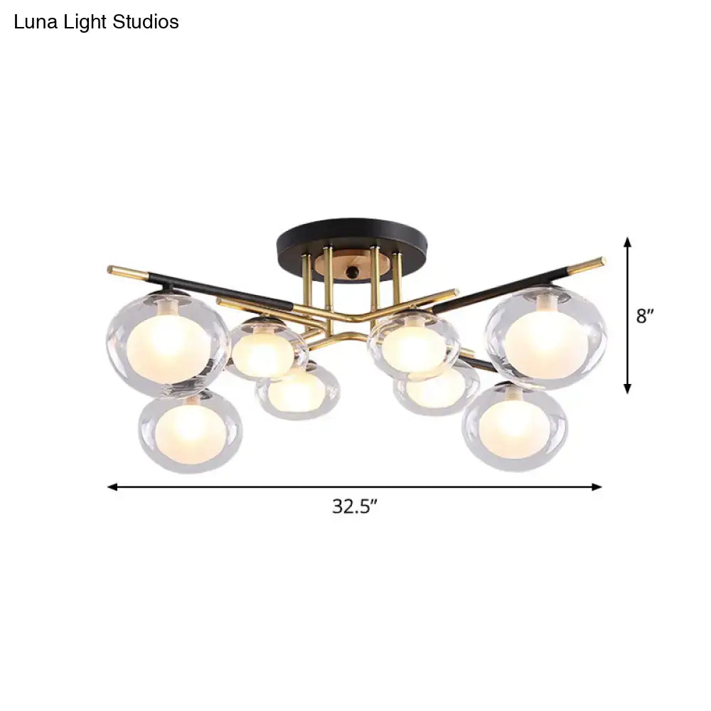 Modern gold oval shade semi flush mount – dining room glass light