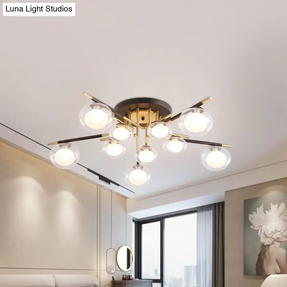 Modern gold oval shade semi flush mount – dining room glass light