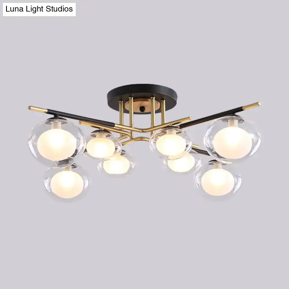 Modern gold oval shade semi flush mount – dining room glass light