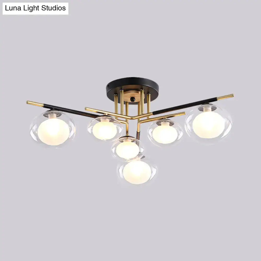 Modern gold oval shade semi flush mount – dining room glass light