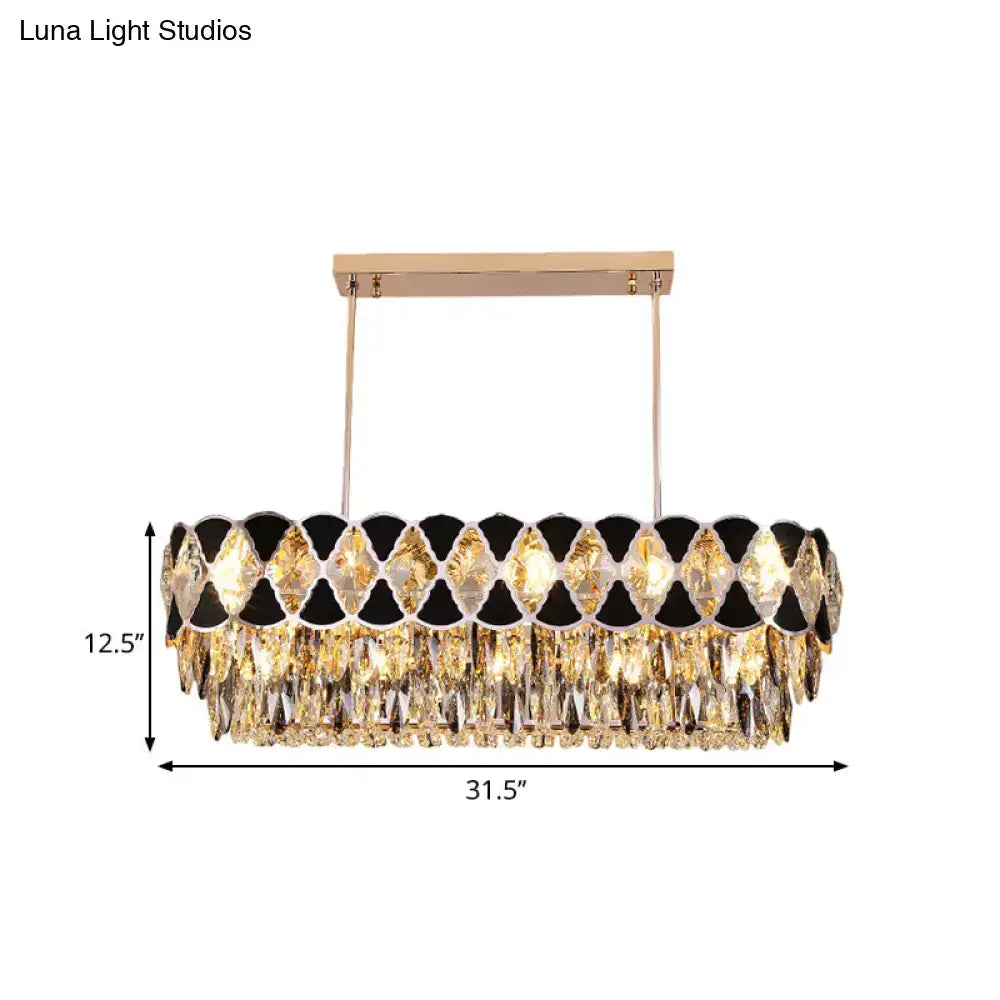 Contemporary chrome and black triangle ornament chandelier dining room