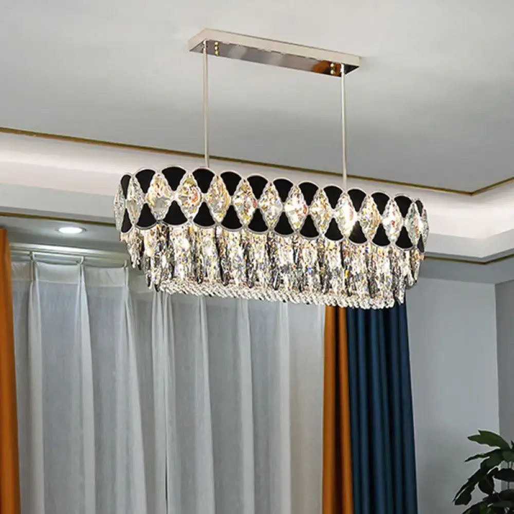 Contemporary chrome and black triangle ornament chandelier dining room