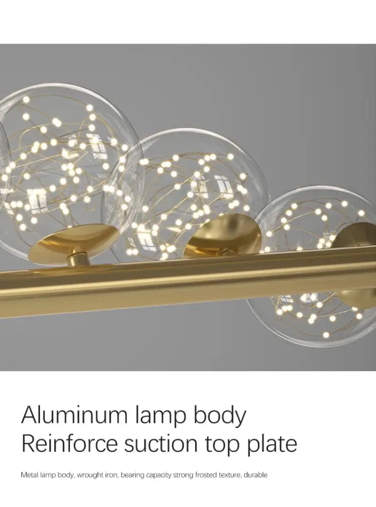 Modern gold long ceiling chandelier dining room glass pendant light