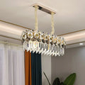 Contemporary chrome metal facing island chandelier dining room crystal