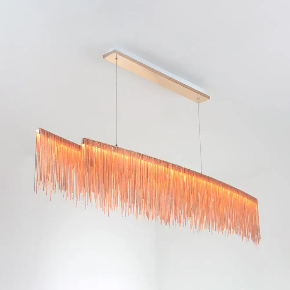 DecorBites™ Contemporary Metal Gold LED Pendant Light for Dining Room - Linear Island Design, 39"/47" Wide