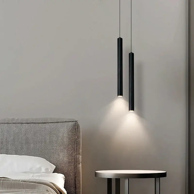 Contemporary black led pendant light dining room two piece set