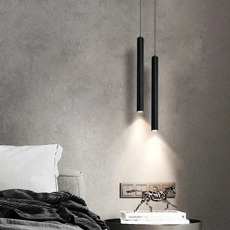 Contemporary black led pendant light dining room two piece set
