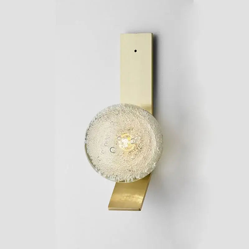 Contemporary brushed brass bubble glass wall light bedroom sconce