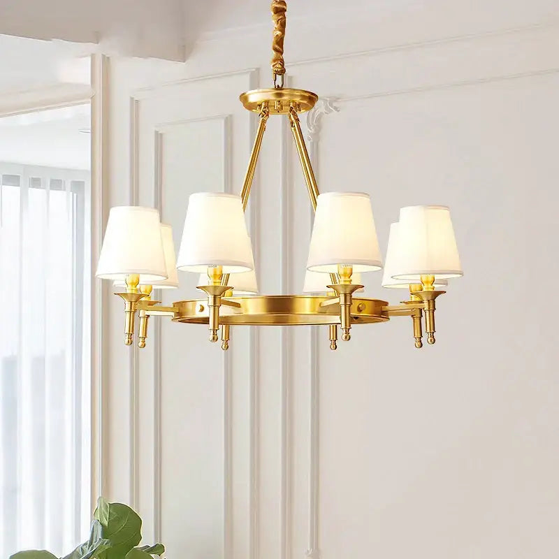Decorbites copper american chandelier with fabric shades dining room