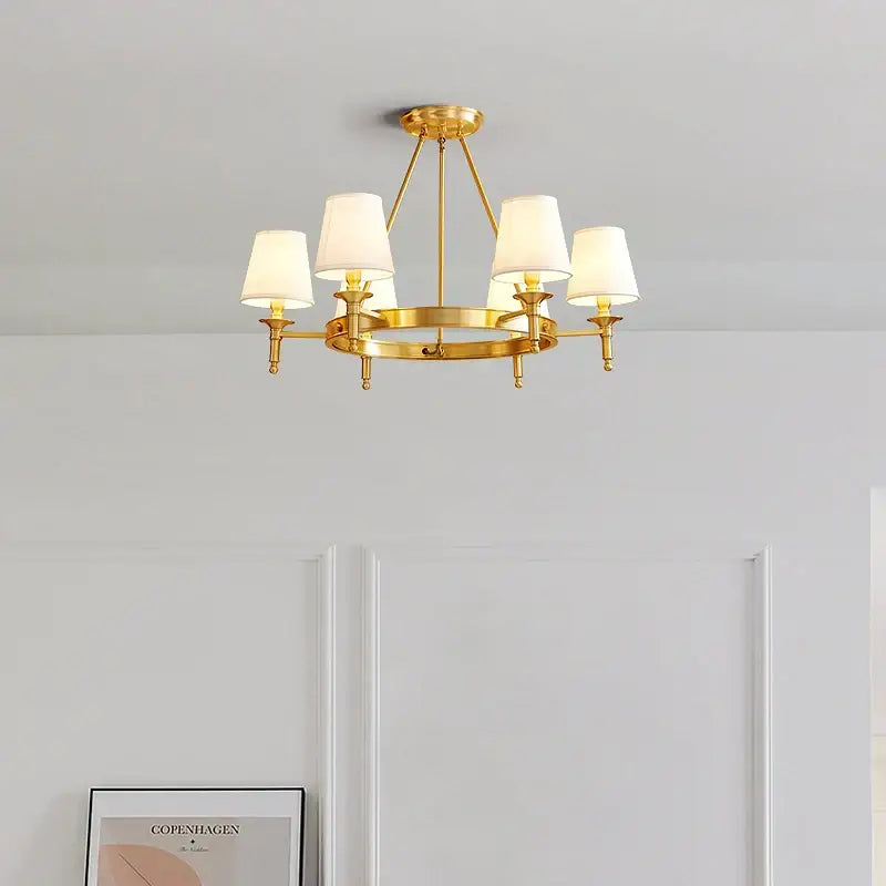 Decorbites copper american chandelier with fabric shades dining room