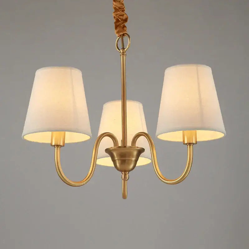 DecorBites™ Copper Ceiling Chandelier with Fabric Lampshade for Living Room and Bedroom