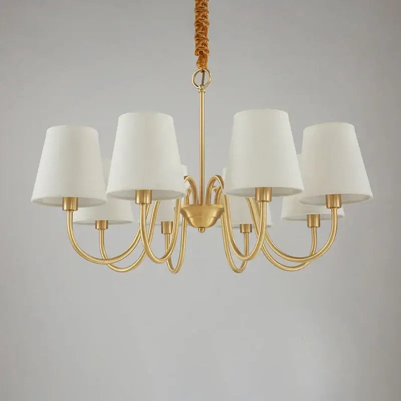 DecorBites™ Copper Ceiling Chandelier with Fabric Lampshade for Living Room and Bedroom