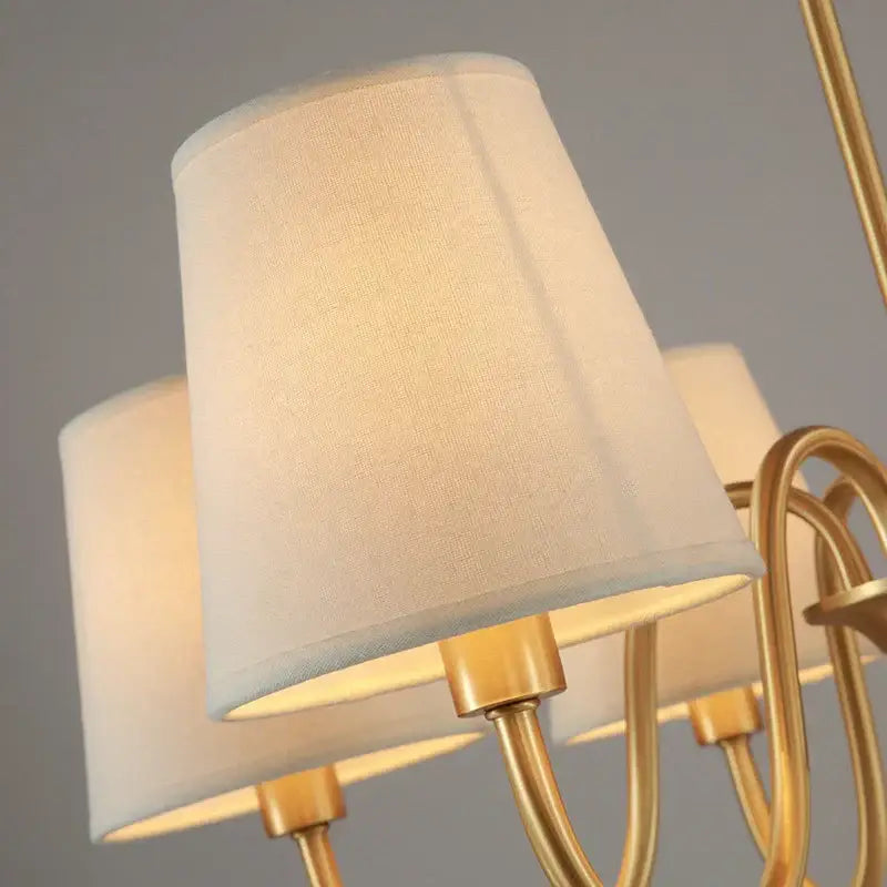 DecorBites™ Copper Ceiling Chandelier with Fabric Lampshade for Living Room and Bedroom