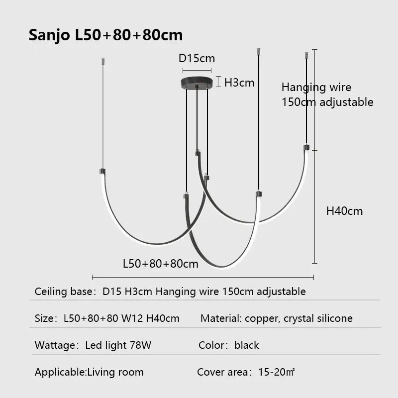 Modern decorbites copper chandelier black led living room light