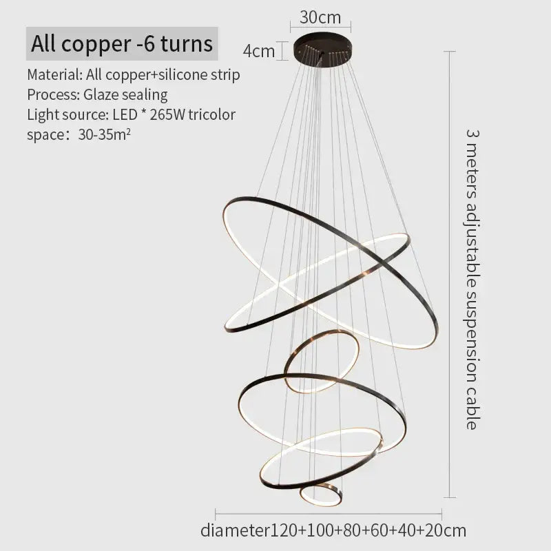 Modern decorbites copper circle chandelier living room led light