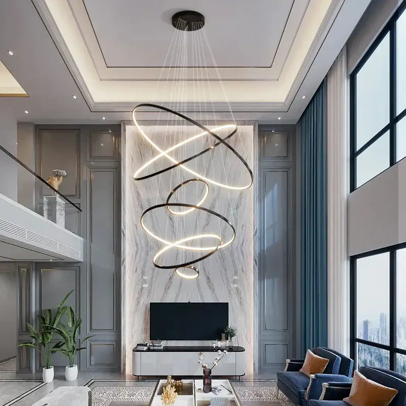 Modern decorbites copper circle chandelier living room led light