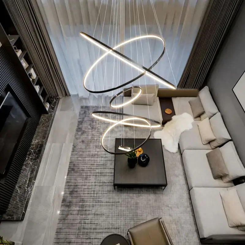 Modern decorbites copper circle chandelier living room led light