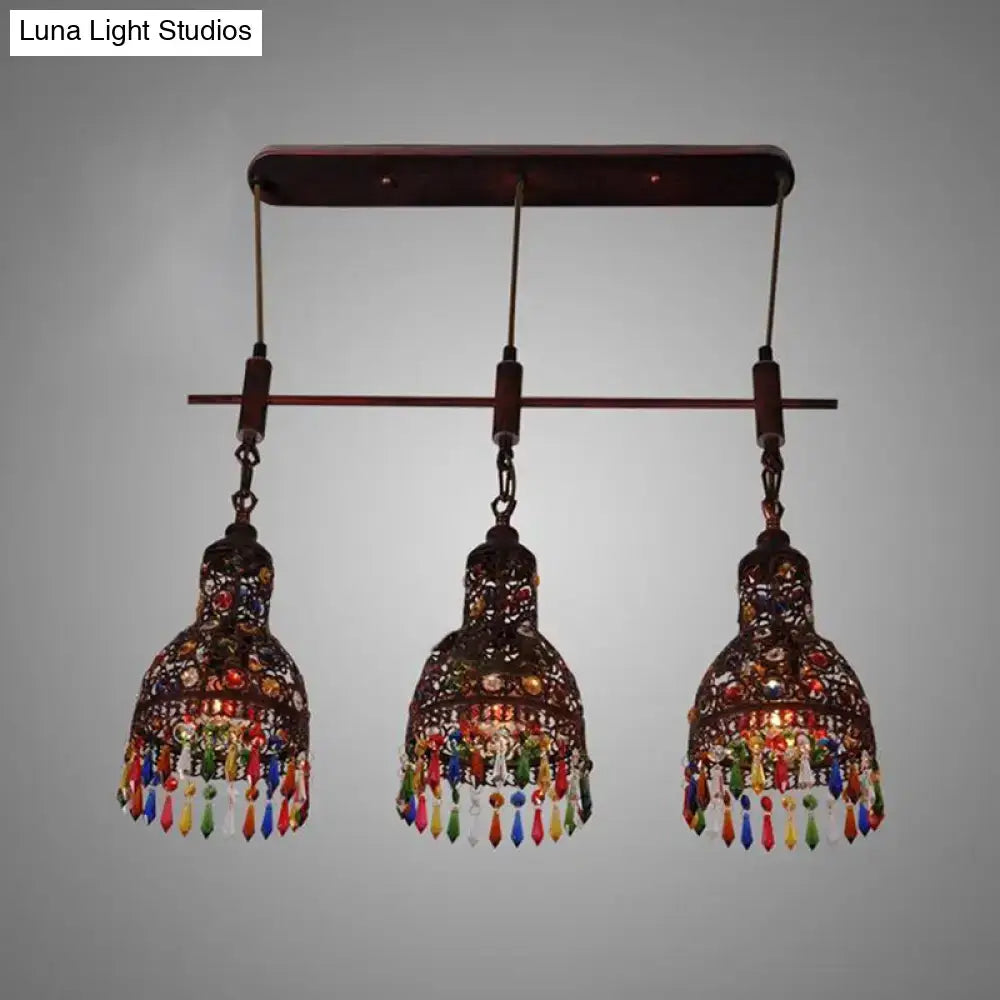 Art deco dark metal beaded cluster ceiling light corridor pendant