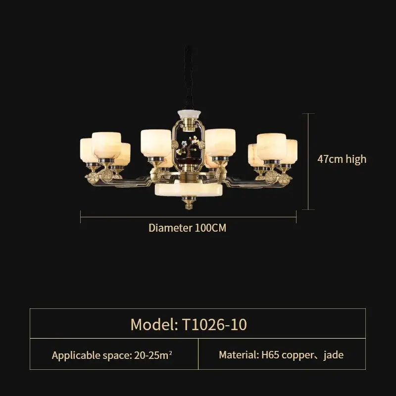 DecorBites™ Copper Jade Duplex Chandelier: Chinese Villa Hall Lighting for Hotel Lobby & Living Room