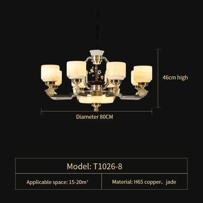 DecorBites™ Copper Jade Duplex Chandelier: Chinese Villa Hall Lighting for Hotel Lobby & Living Room