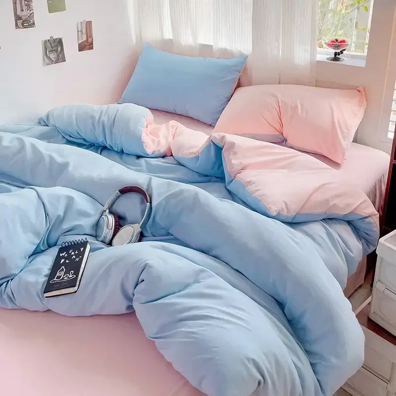 Cream cotton bedding set with duvet cover and toy for bedroom