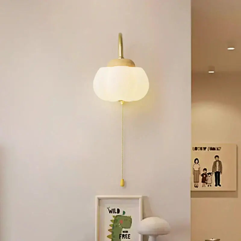 Decorbites cotton led wall lamps brass wood cloud sconce bedroom