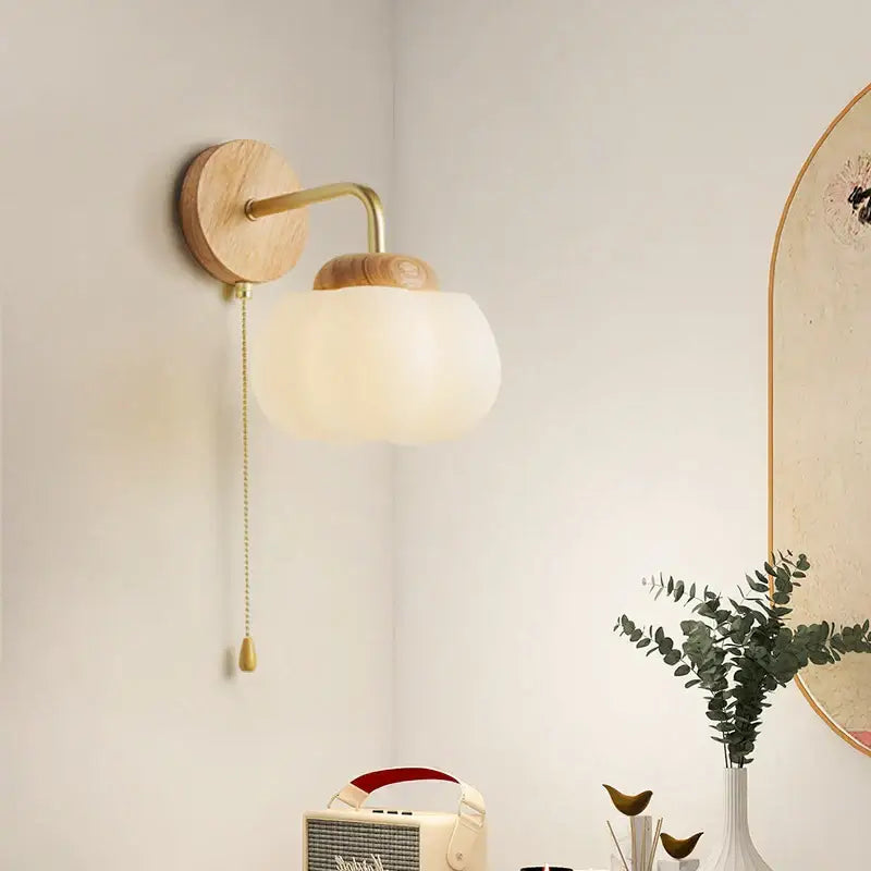 Decorbites cotton led wall lamps brass wood cloud sconce bedroom